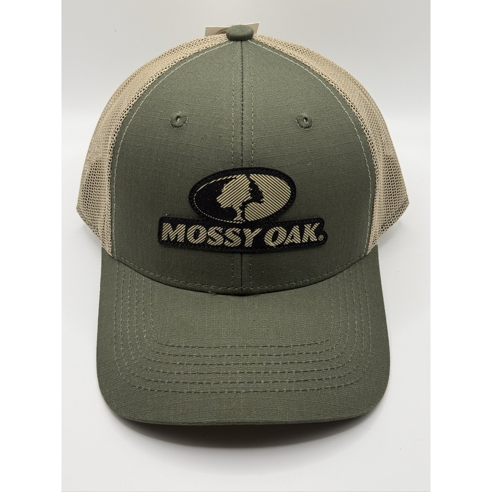 Mossy Oak Olive Green Tan Camo Trucker Hat Cap Mens One Size Adjustable NWT